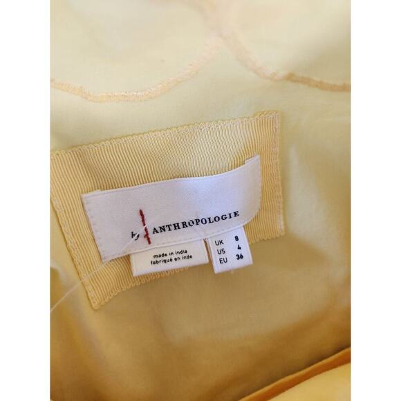 NWT By Anthropologie Cutwork Mini Shift Dress Size 4 Yellow GC209 - Picture 7 of 10
